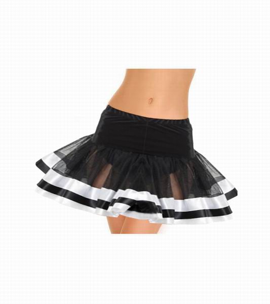Black And White Satin Trimmed Petticoat